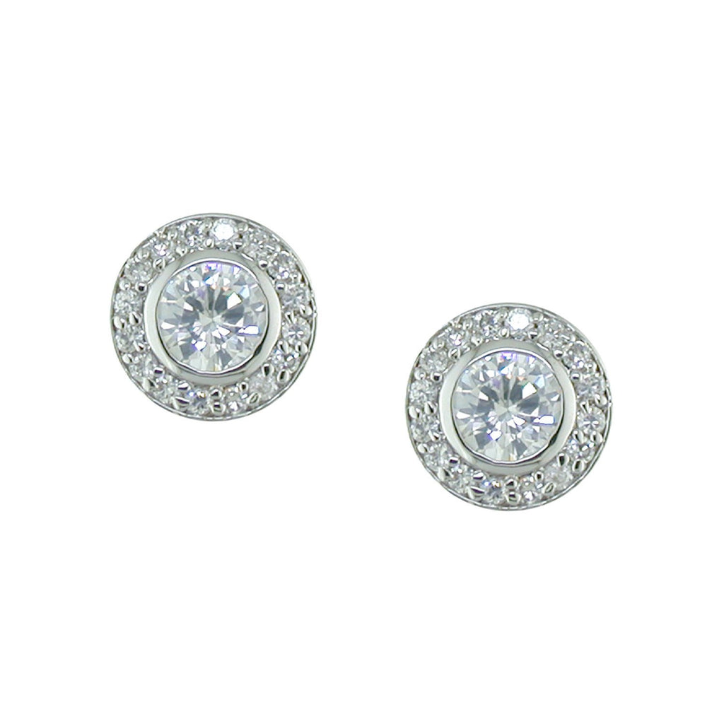 Circle of Love earring with rhodium plating over brass & white cubic zirconia stones