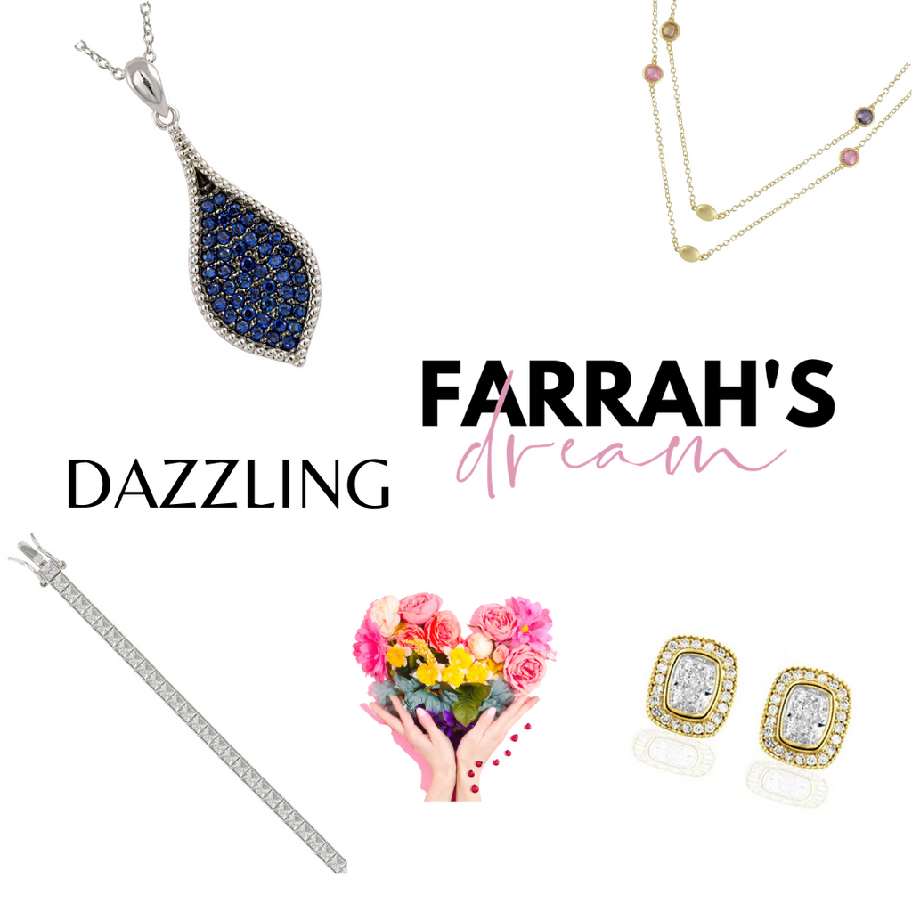 Farrah's Surprise Dazzling Dream with Gold-Rhodium plated bangles, bracelets, earrings & necklaces