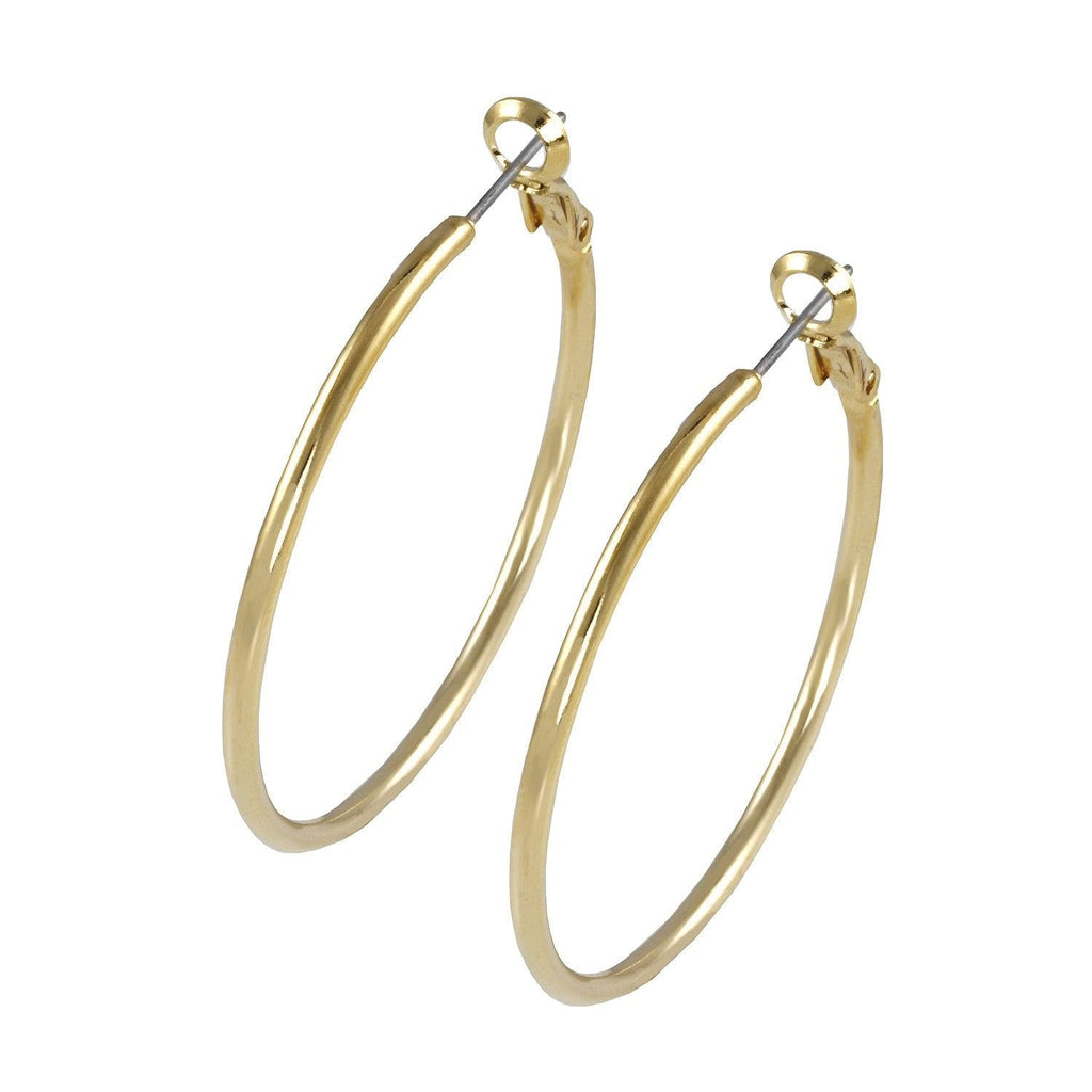 gold audrey hoop earrings with gold plating over brass
