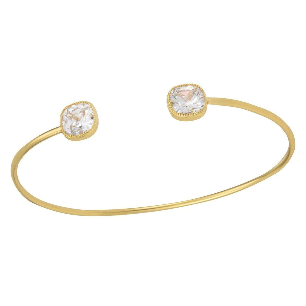 Charmed bangle bracelet with gold plating & white cubic zirconia stone