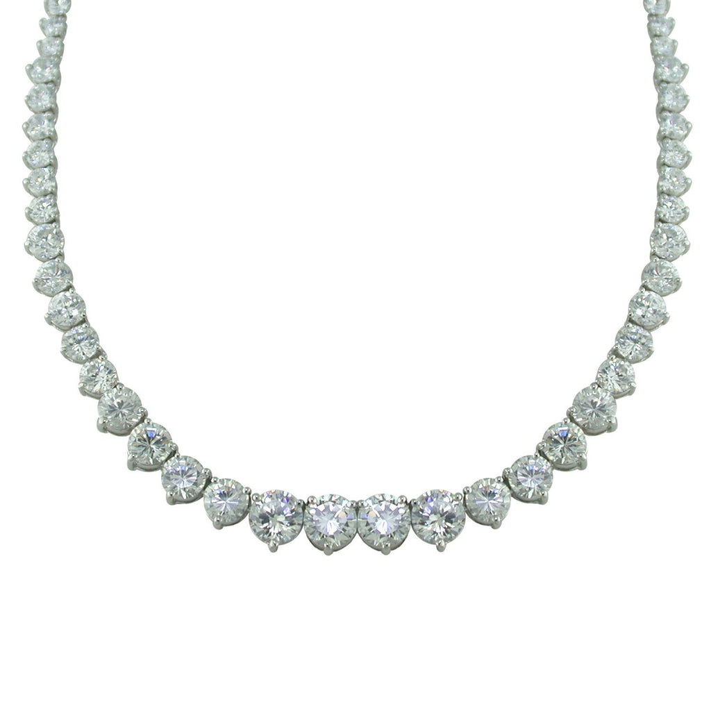 City Lights necklace with rhodium plating over brass & white cubic zirconia stones. 16"
