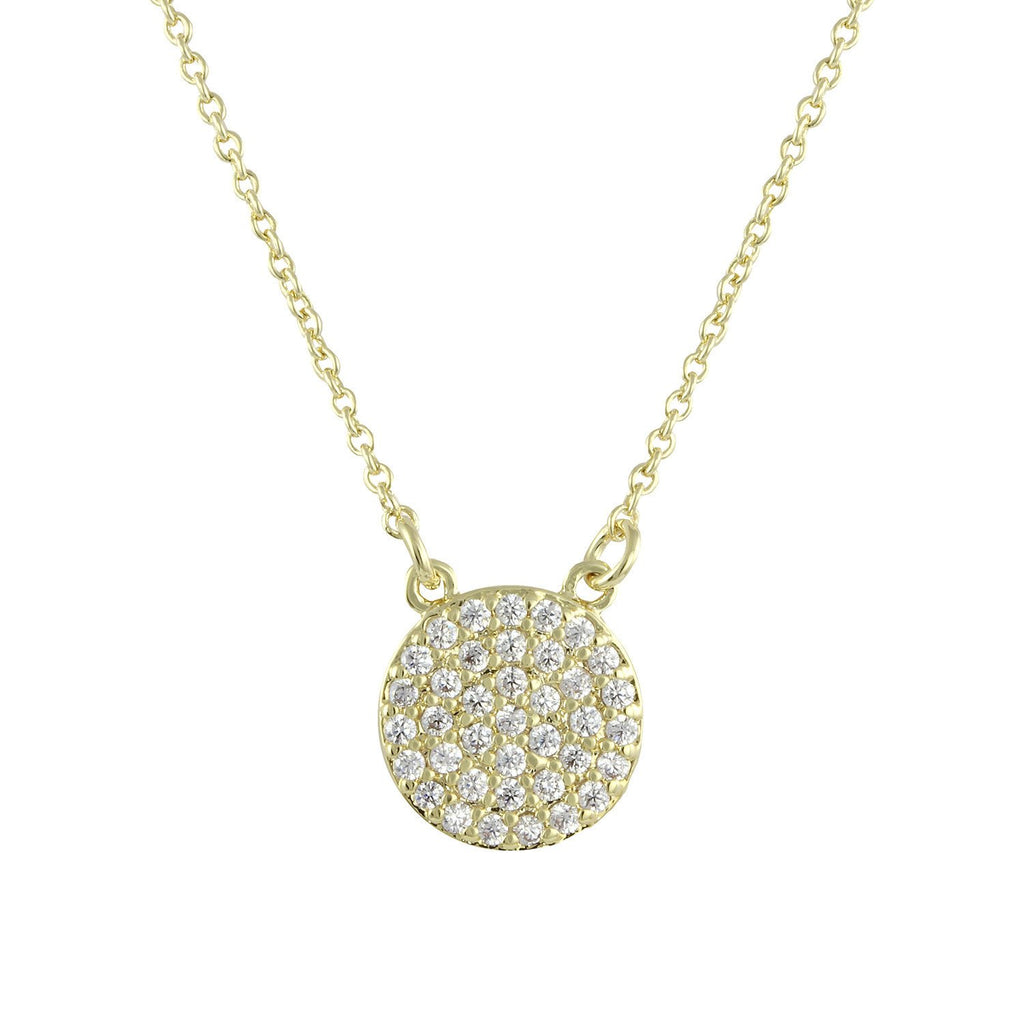 Dash of Gold necklace with gold plating over brass & white cubic zirconia white stones on 16"+3" cable chain