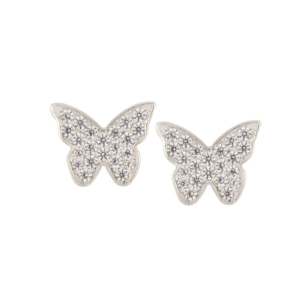 Dashing earrings with rhodium plating over brass & white cubic zirconia stones
