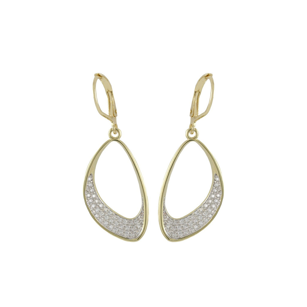Delightful earrings with 2 tone plating over brass & white cubic zirconia stones