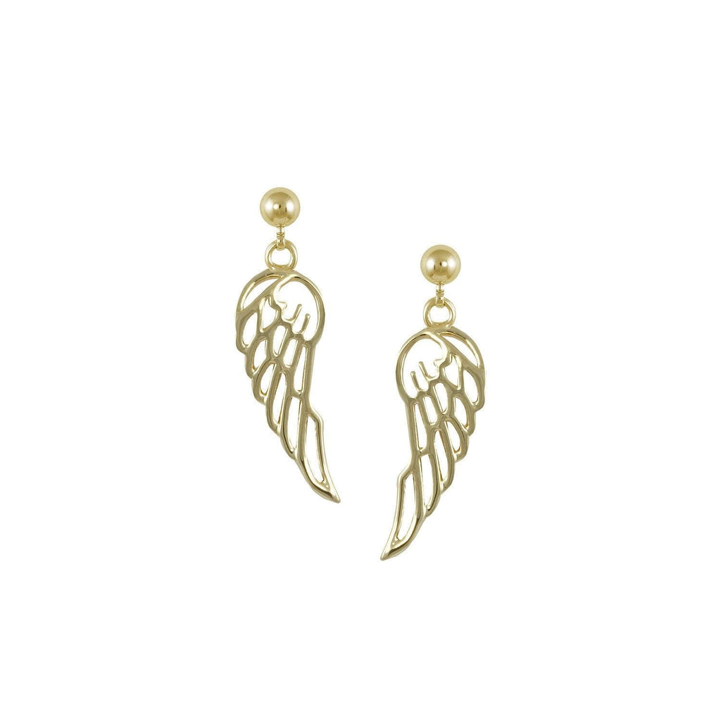 Gold Angel Wing Feather Minimalist Earrings