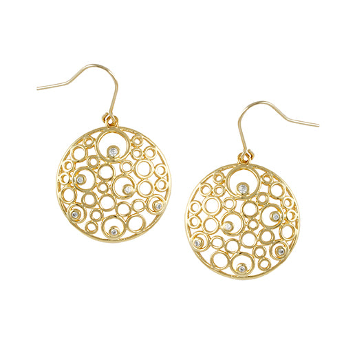 Ecstatic earrings with  gold plating over brass & white cubic zirconia stones