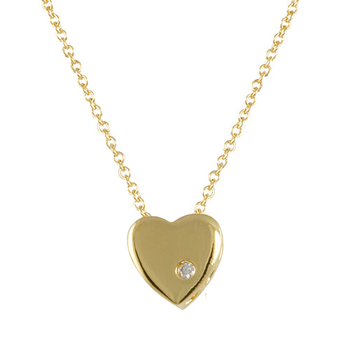Gold Kisses necklace with gold plating over brass and white cubic zirconia stones on 16"+3" cable chain