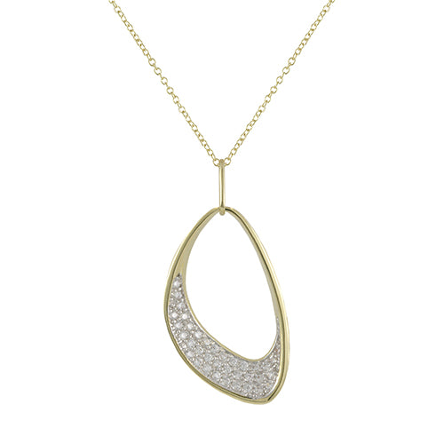 Golden necklace with 2 tone plating over brass & white cubic zirconia stones on 16"+3" cable chain