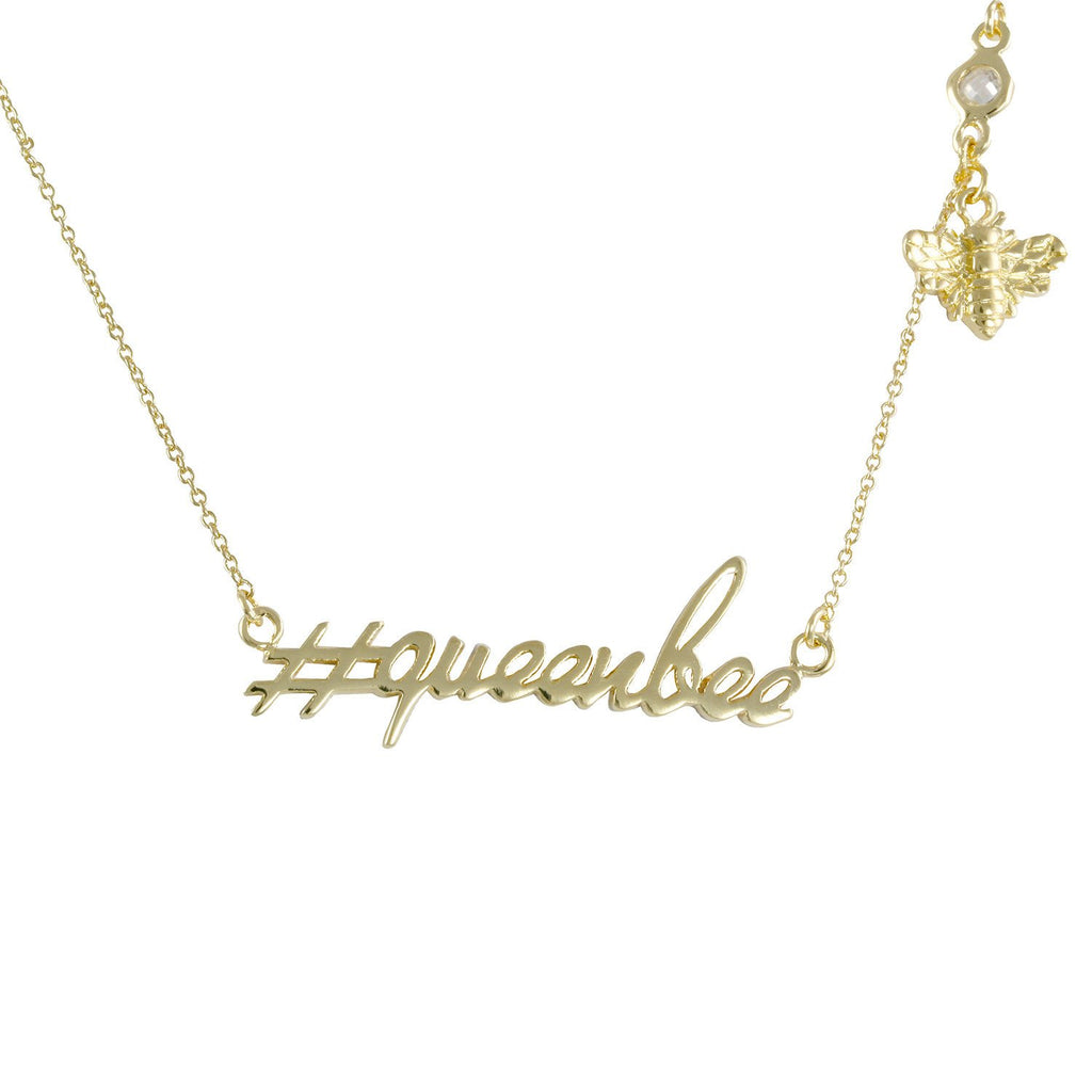Queenbee Gold Plated Name Pendant Necklace