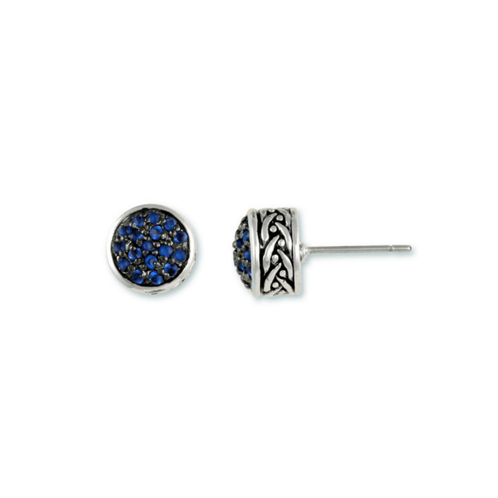 Sapphire Glass Stones Round Fearless Stud Earrings