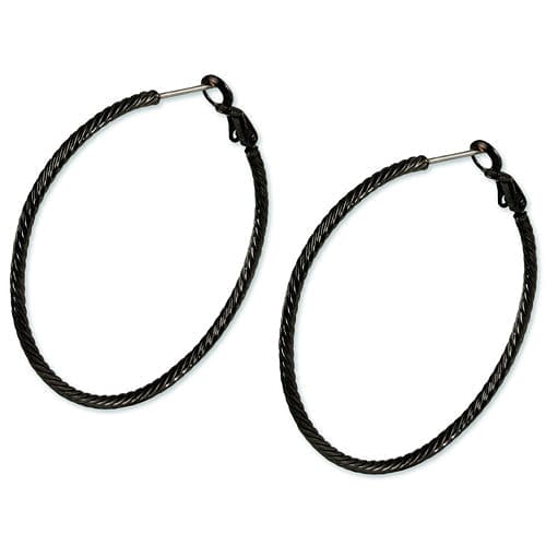 black plated sunny days hoop earrings with black rhodium/platinum over brass
